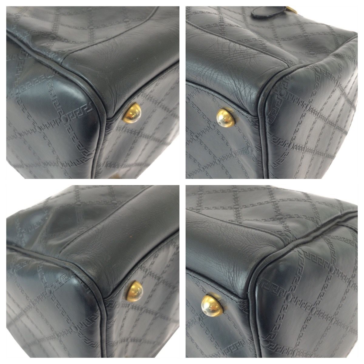 VERSACE ヴェルサーチ サンバースト ブラック 黒 ゴールド金具 レザー