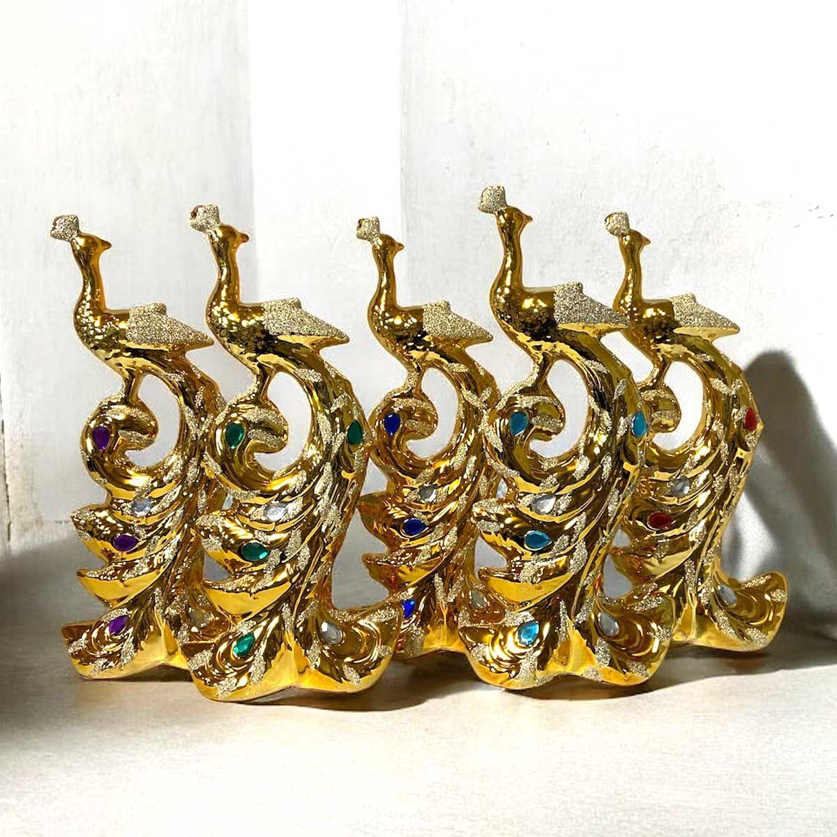 金彩の鳳凰 陶磁器オブジェ ガラス装飾｜金属調塗装で仕上げた上品な