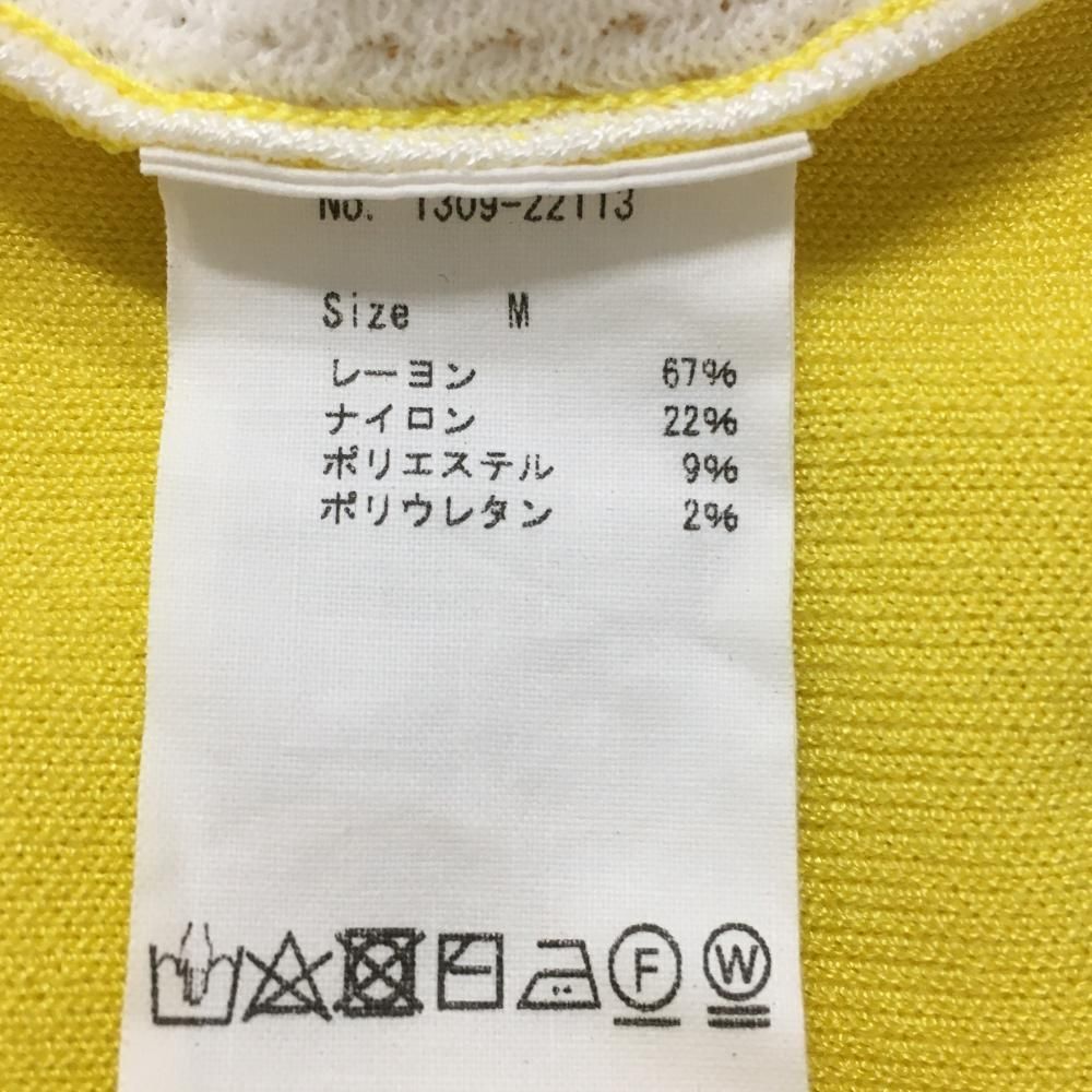美品】CPG ニットベスト イエロー×白 一部透かし編み ラインストーン 