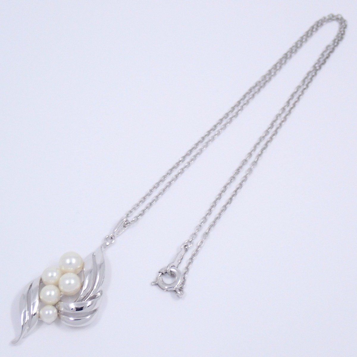 MIKIMOTO シルバーパールネックレス MIKIMOTO ミキモト ネックレス シルバー/パール5粒【いおき質店