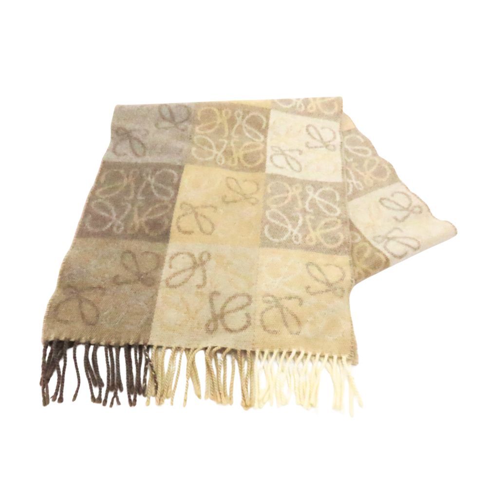 ロエベ LOEWE レディース マフラ ーCHECKERBOARD 中古】LOEWE ロエベ CHECKERBOARD SCARF チェッカーボードスカーフ
