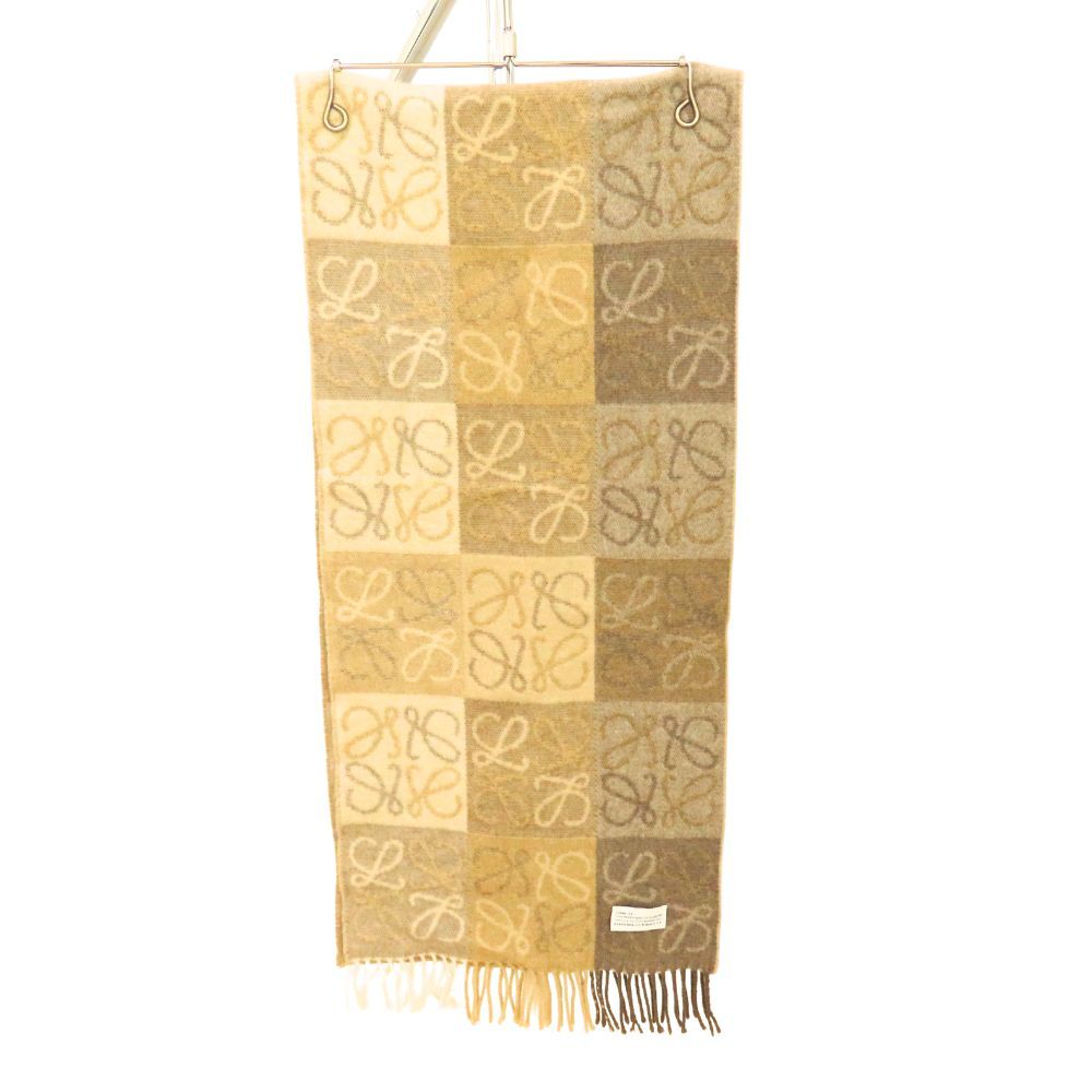 ロエベ LOEWE レディース マフラ ーCHECKERBOARD 中古】LOEWE ロエベ CHECKERBOARD SCARF チェッカーボードスカーフ