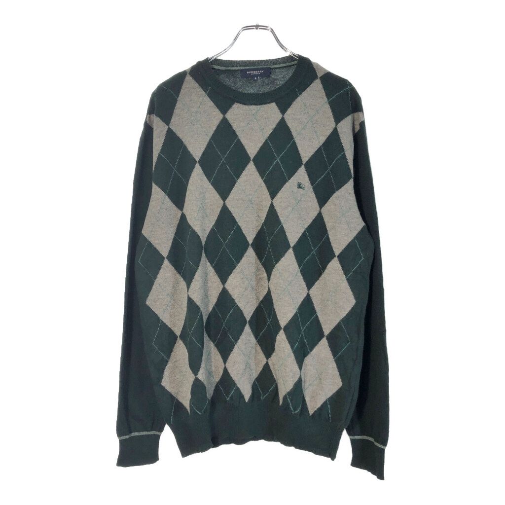 スペイン製 BURBERRY バーバリー アーガイルチェック ウールセーター