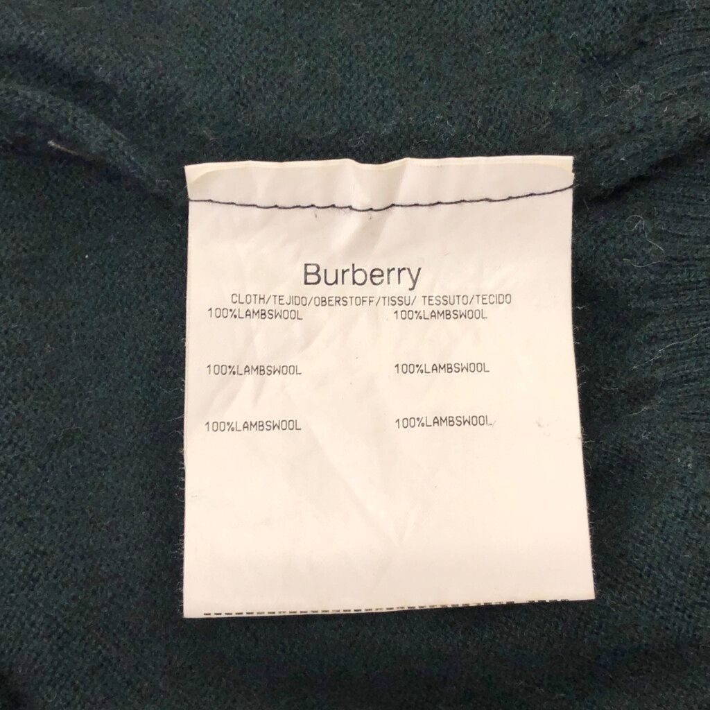 スペイン製 BURBERRY バーバリー アーガイルチェック ウールセーター グリーン(メンズ 8)中古 古着 X2844 スペイン製 BURBERRY バーバリー アーガイルチェック ウールセーター