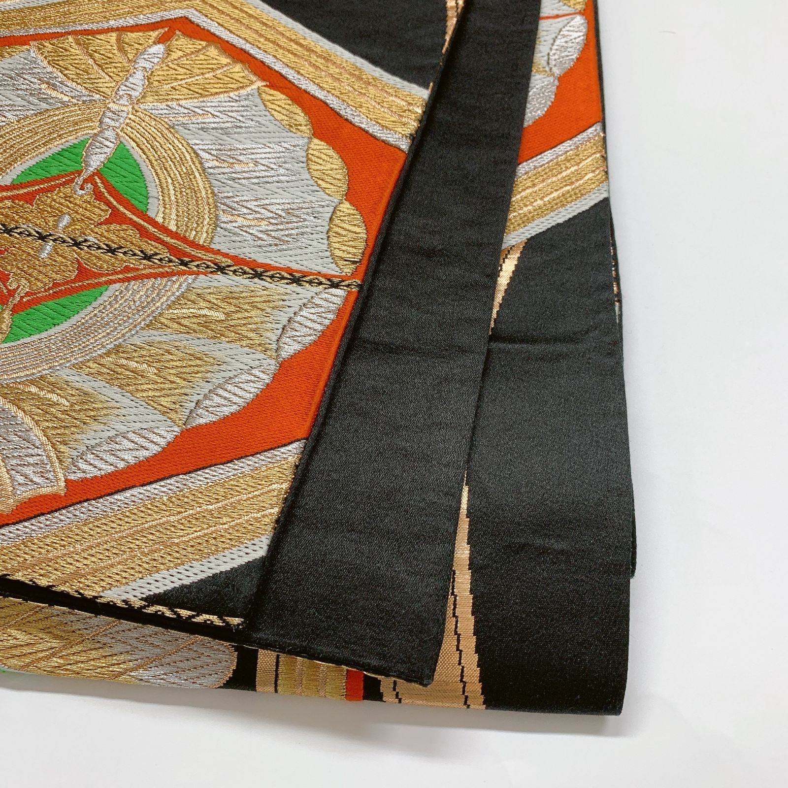 6877］袋帯 花亀甲文様 金銀糸 六通 黒 正絹 着物 フォーマル - メルカリ