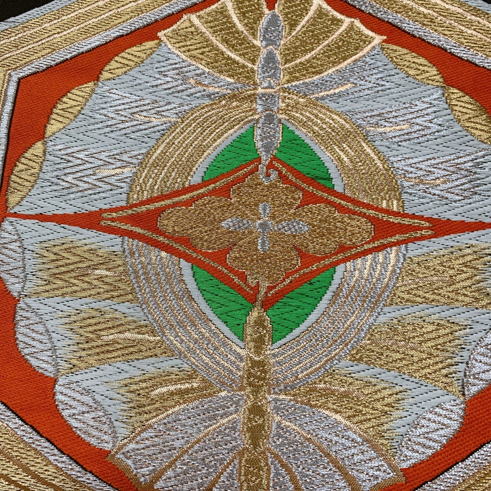 6877］袋帯 花亀甲文様 金銀糸 六通 黒 正絹 着物 フォーマル - メルカリ