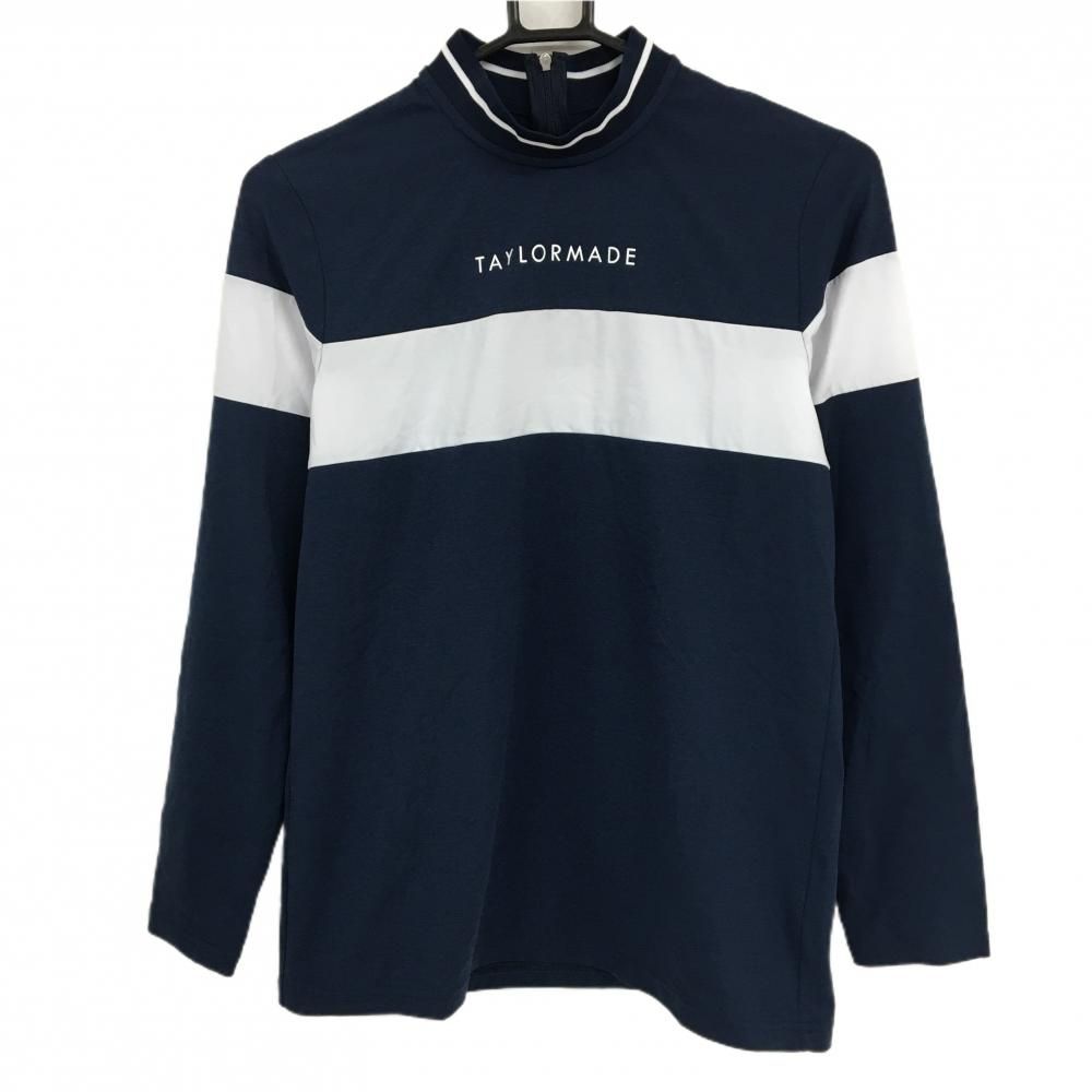 超美品】テーラーメイド 長袖ハイネックシャツ 杢ネイビー×白 フロント