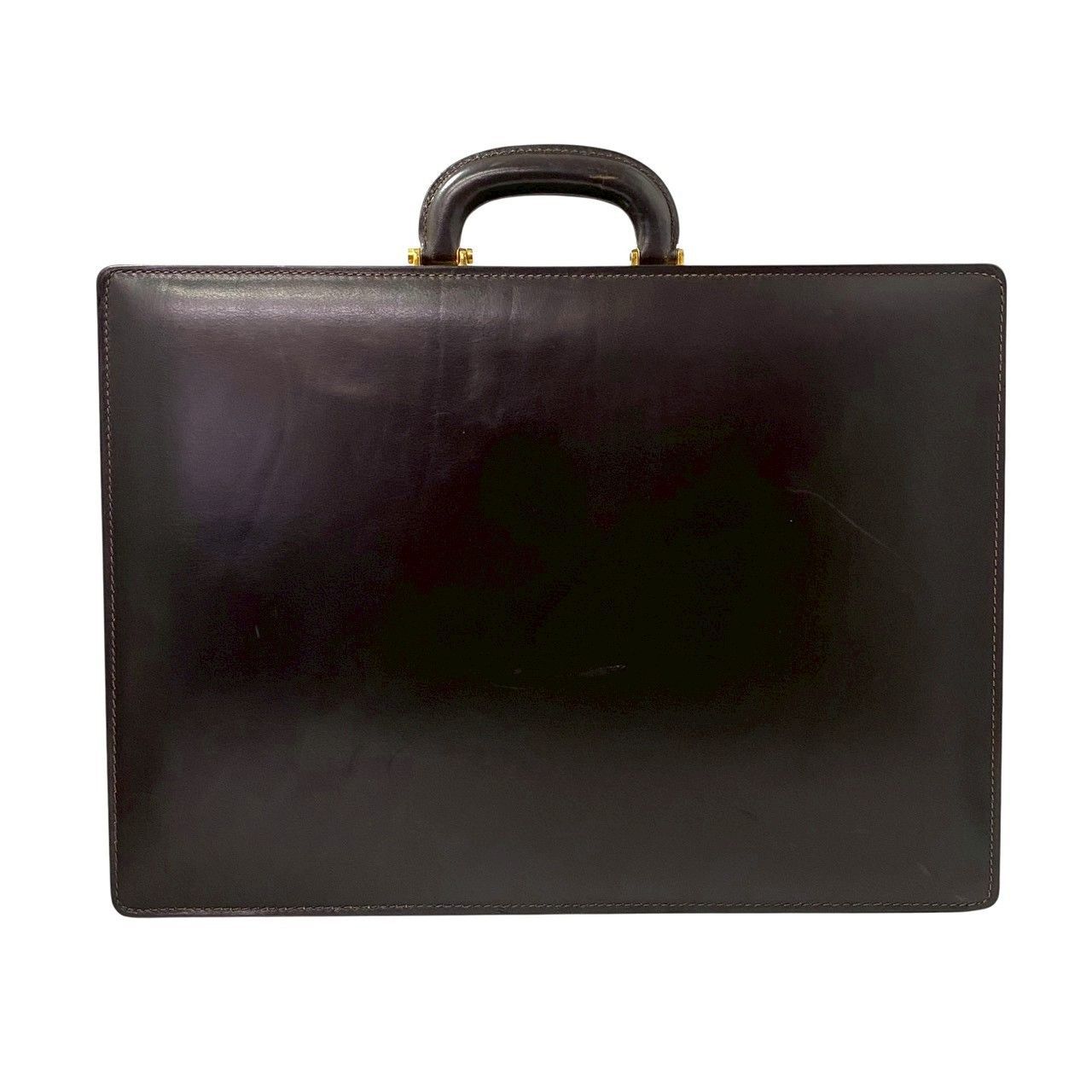 Y【LOEWE】アナグラム アタッシュケース レザー ダークブラウン/茶