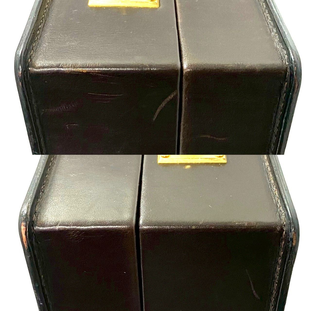 Y【LOEWE】アナグラム アタッシュケース レザー ダークブラウン/茶