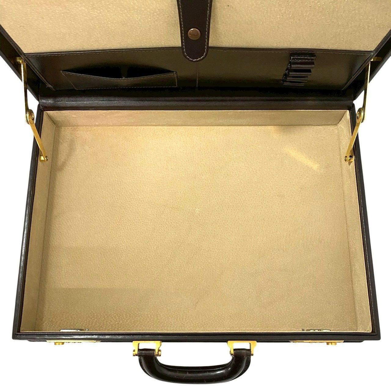 Y【LOEWE】アナグラム アタッシュケース レザー ダークブラウン/茶