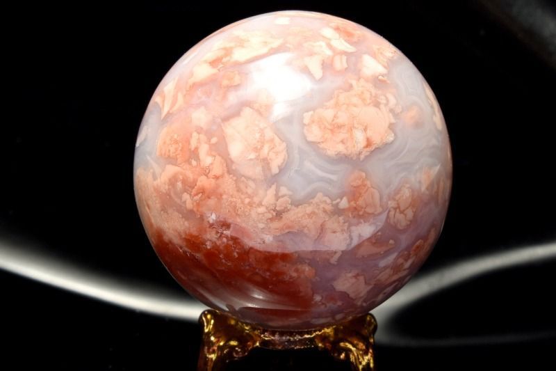 1点物】ベトナム産◇ジオード チェリーブロッサムアゲート 40mm 丸玉