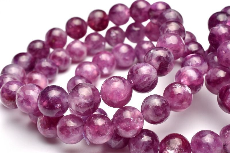 高発色ピンク レピドライト(リチア雲母) 10.5mm ブレスレット 1個売り