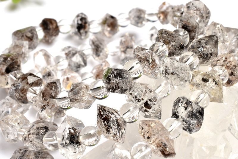 霊峰ヒマラヤ産 エレスチャルクォーツ　5-7.5x9.5-14.5(丸玉5)mm　両剣ポイント ブレスレット 1個売り パワーストーン 天然石 _BG6321