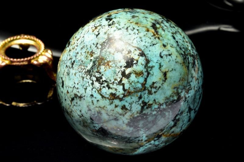 1点物】希少◇天然 ターコイズ 57.5mm 丸玉(台座付き) スフィア