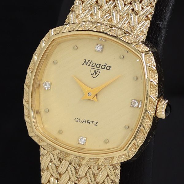ニバダ N-22724 QZ ゴールド文字盤 石付 レディース腕時計 KRH 2000000