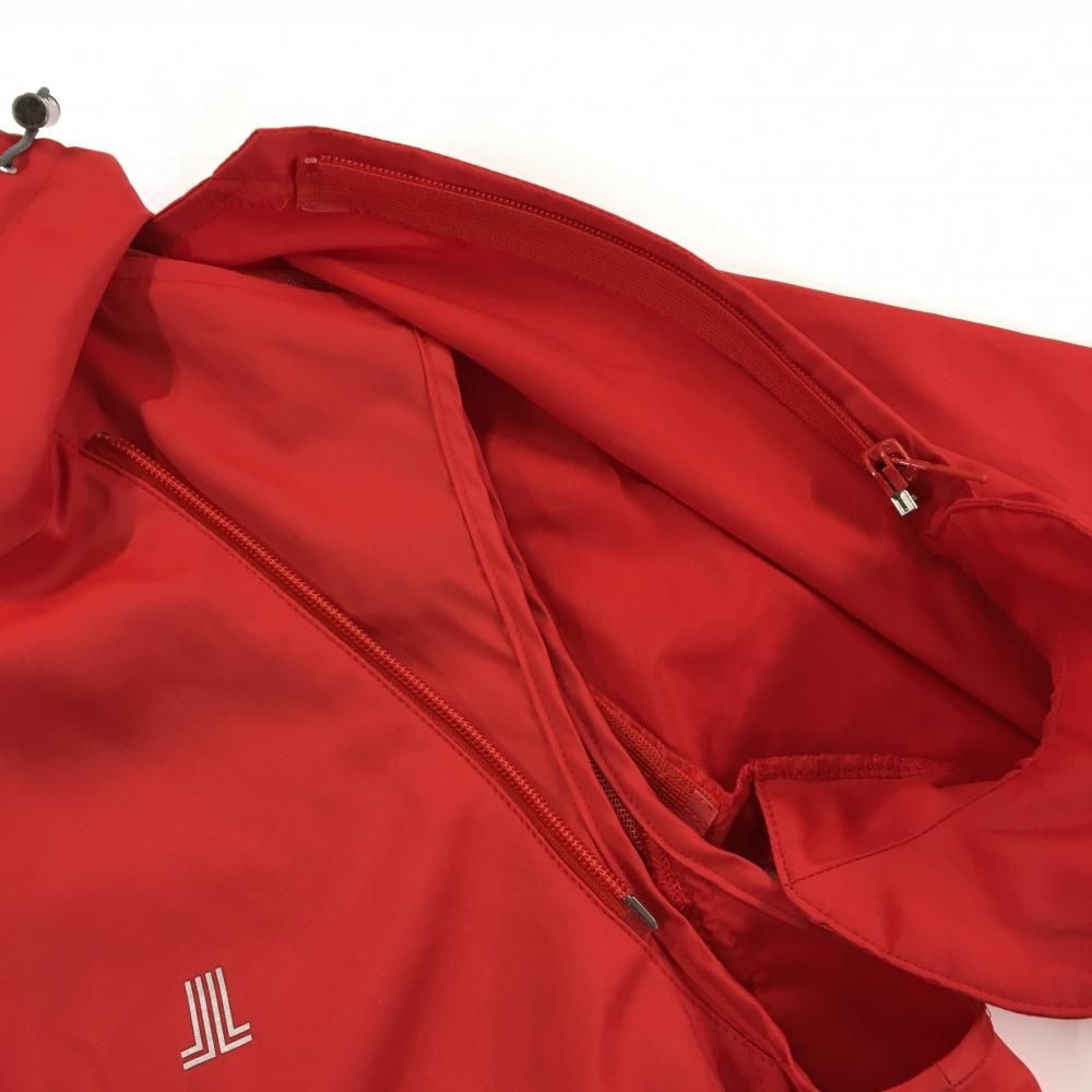 ランバンスポール 2WAYジップパーカー レッド×グレー ロゴプリント 袖