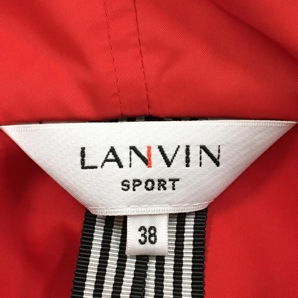 ランバンスポール 2WAYジップパーカー レッド×グレー ロゴプリント 袖