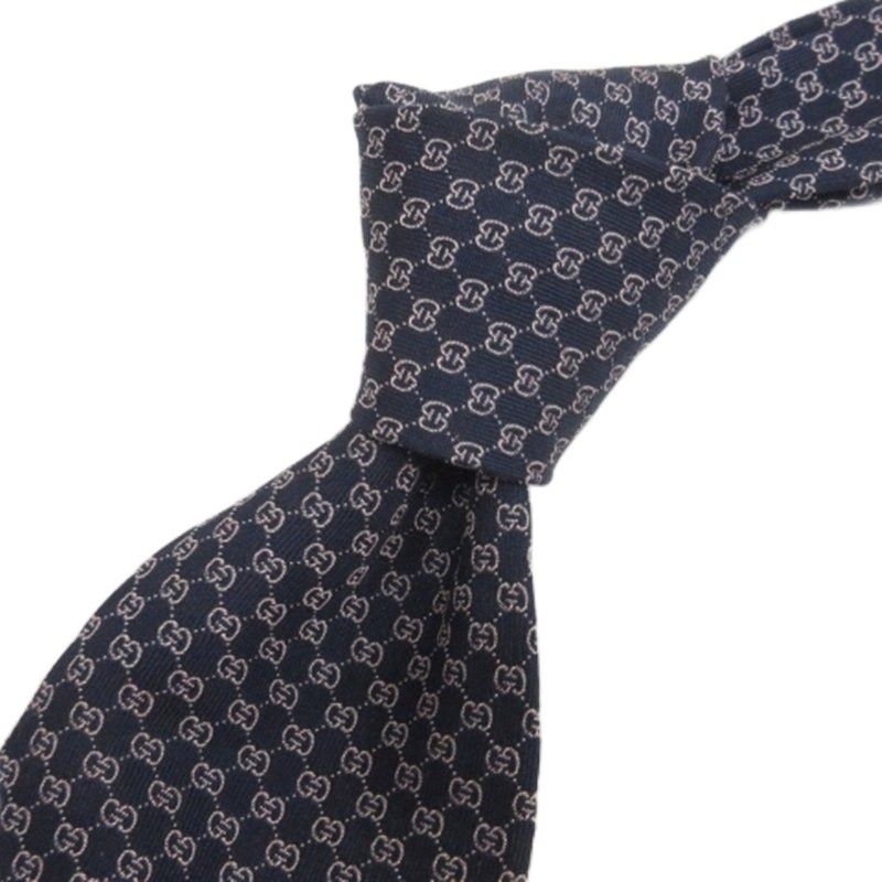 グッチ GUCCI GG柄 ネクタイ シルク イタリア製 ネイビー - メルカリ
