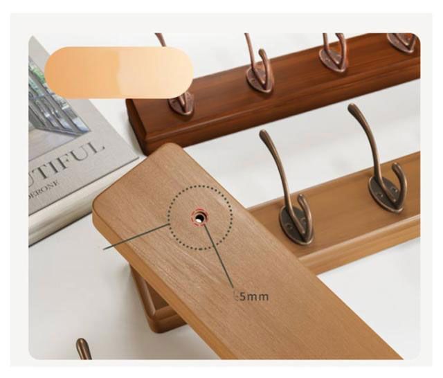 壁掛けフック ウォールハンガー 木製 ウォールフック 4連 5連
