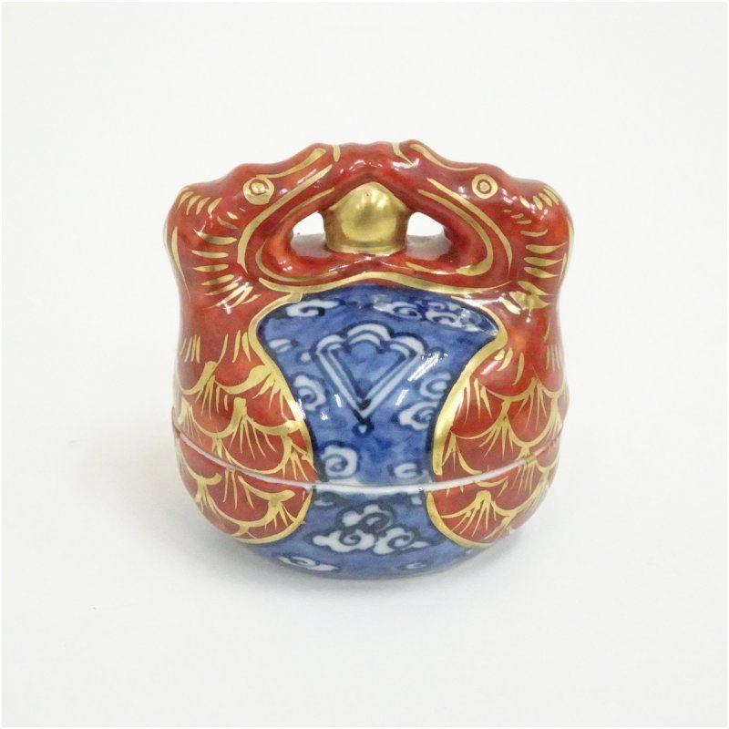 京焼 高野昭阿弥造 金襴手木魚香合（共箱） 茶道具 茶道 香道 香道具