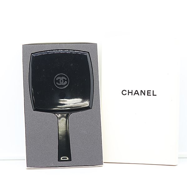 CHANEL ブラック ミラー 箱付 シャネル ブラック コンパクトミラー 手鏡 鏡 雑貨 ブランド小物