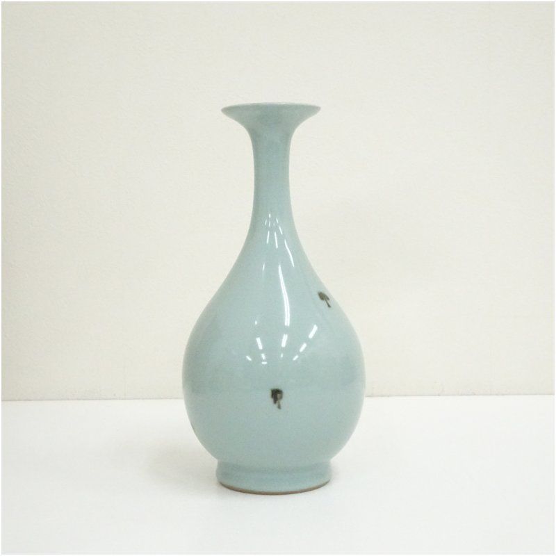 京焼 三代 諏訪蘇山造 飛青磁花入（共箱） 花入れ 茶道 茶道具 花瓶