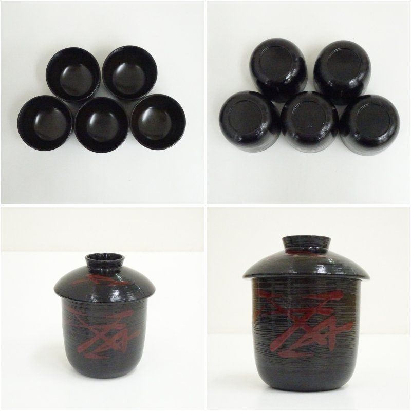 刷毛目塗朱松葉文箸洗5客（箱付） 箸洗い おしゃれ かわいい 懐石 茶