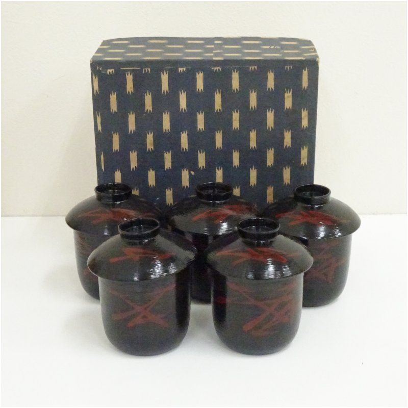 刷毛目塗朱松葉文箸洗5客（箱付） 箸洗い おしゃれ かわいい 懐石 茶