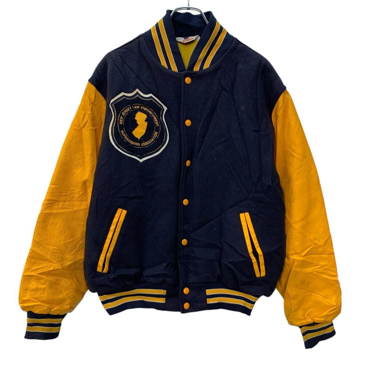 90s USA製 RENNOC スタジアムジャケット L ネイビー レノック スナップ