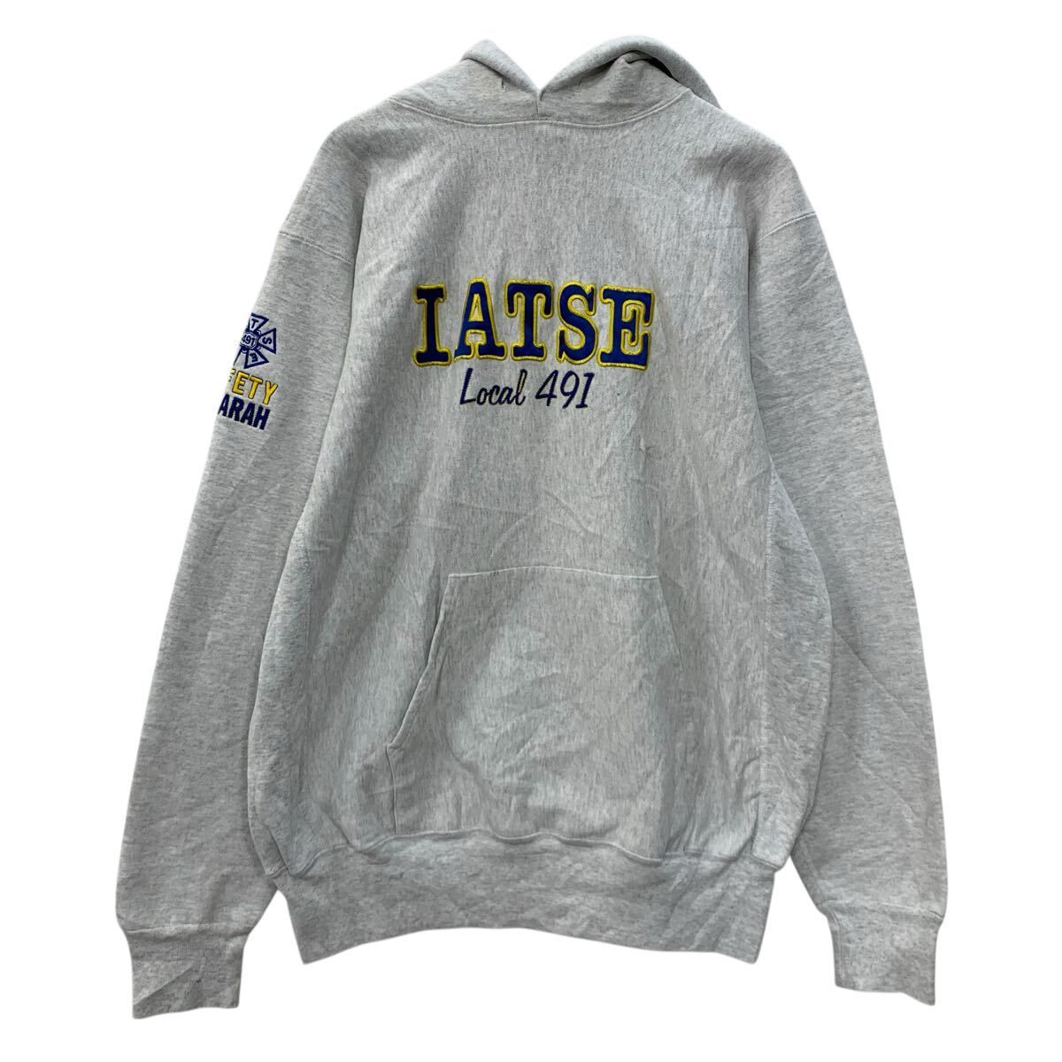 ロゴスウェット パーカー XL～ ライトグレー ブルー プルオーバー