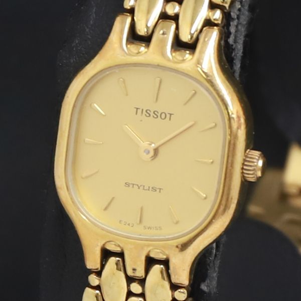QZ ティソ スタイリスト E242 ゴールド文字盤 レディース腕時計