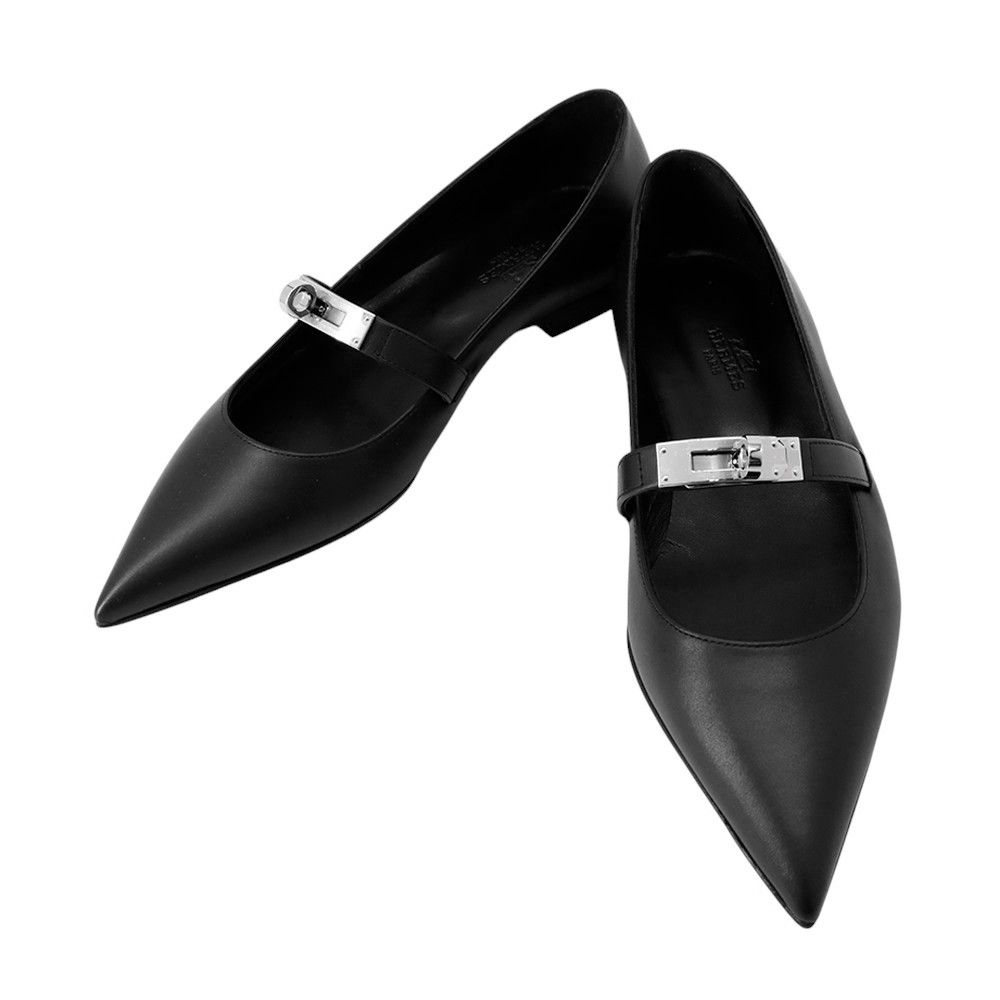 エルメス バレエシューズ（ケリー） ブラック 35 エルメス バレエシューズ ケリー レディースサイズ35 HERMES 靴 黒