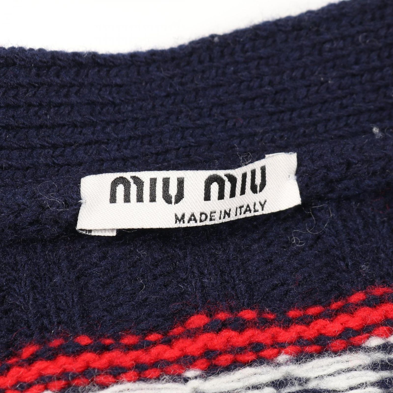 ミュウ ミュウ Miu Miu カーディガン ロゴ ボーダー ウール