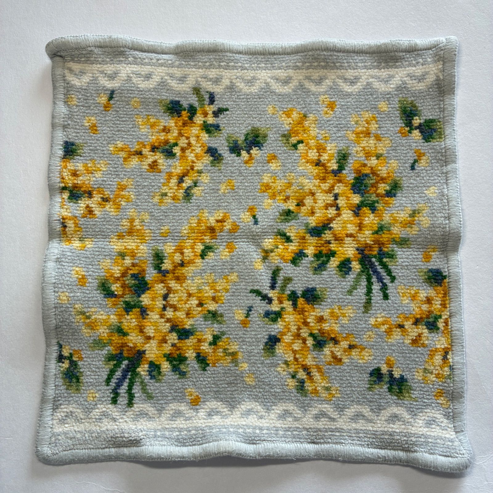 FEILER/フェイラー/ハンカチ/ミモザソラーレ/花柄/ラメ入り/ブルー