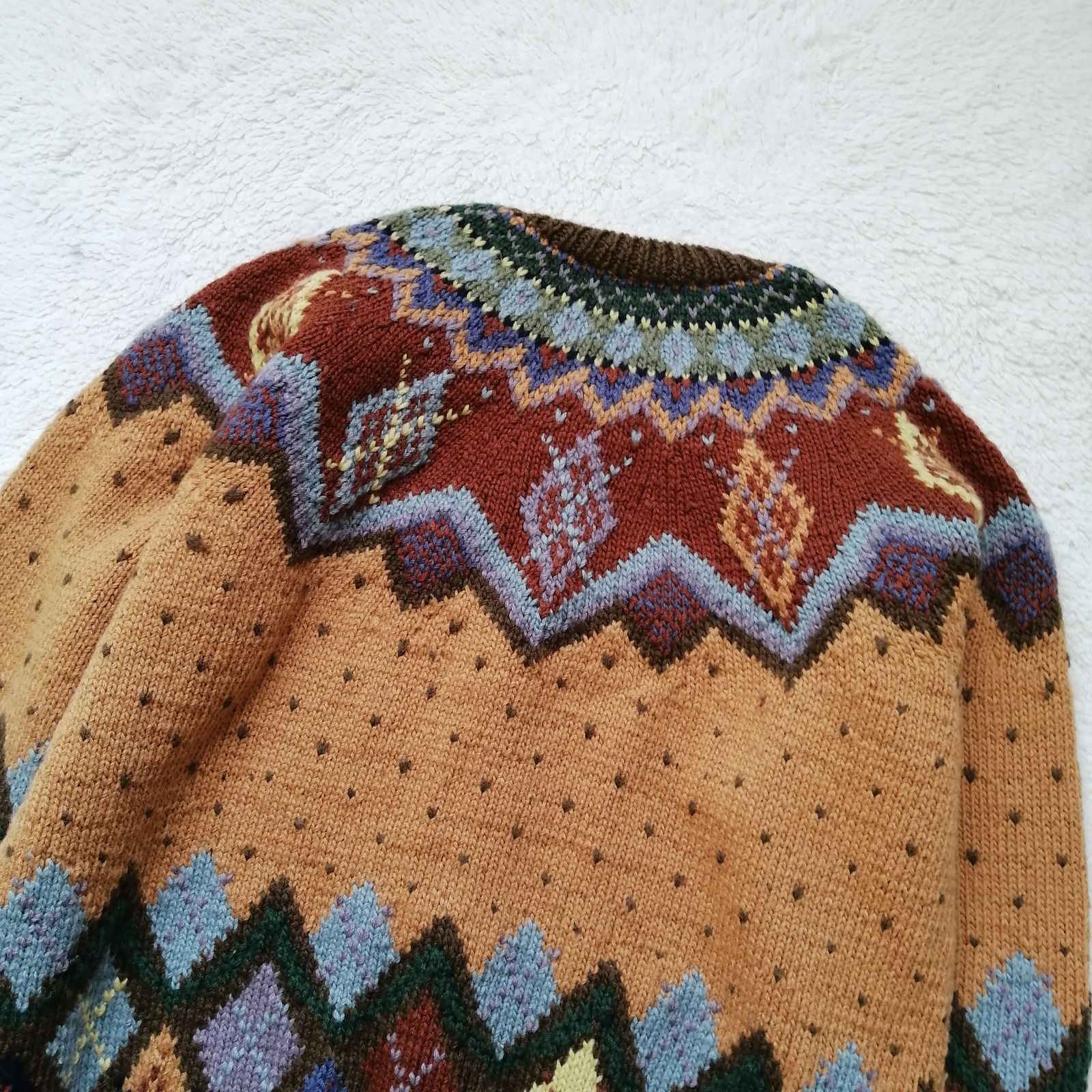 美品☆ワンダフルワールド ニットカーディガン アーガイル ウール