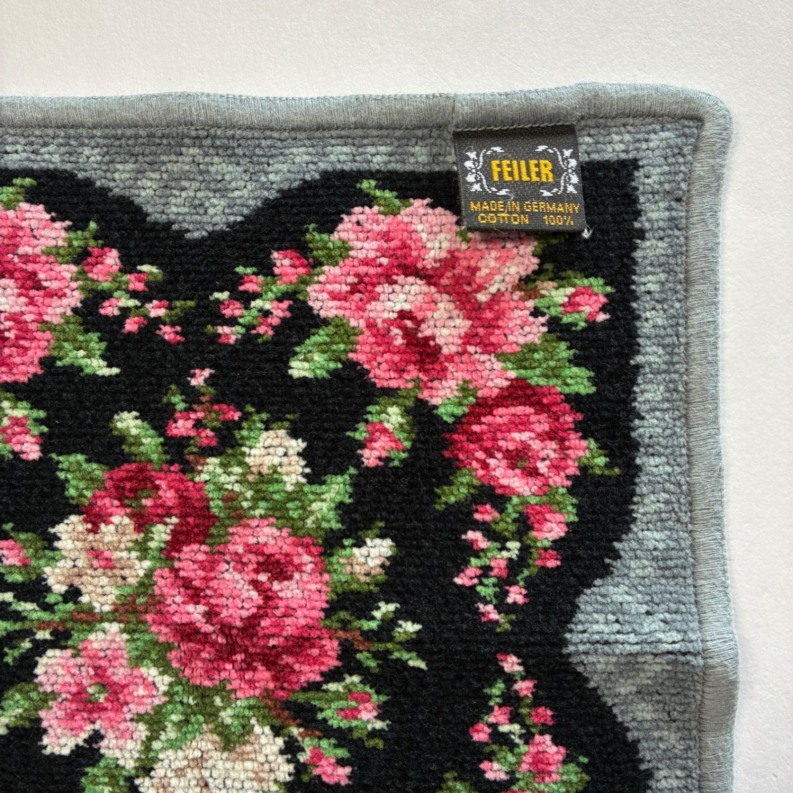 FEILER フェイラー 大判クロス 薔薇柄 ブラック FEILER】 フェイラー