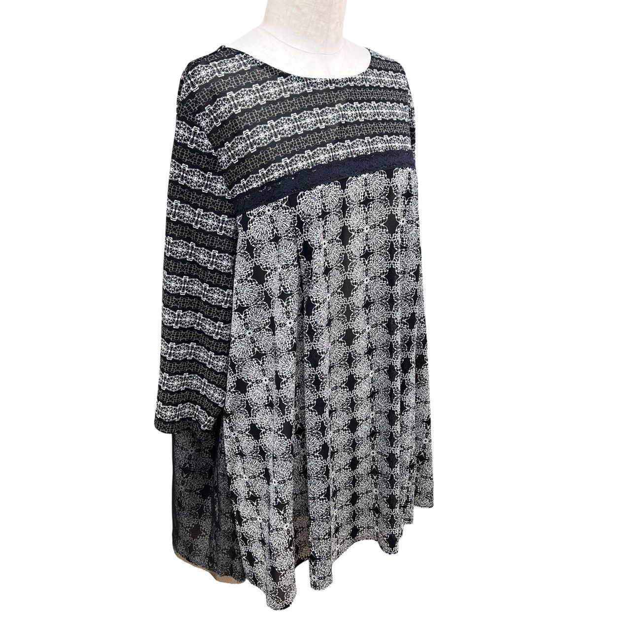 Leilian レリアン レディース トップス 七分袖 チュニック ホワイト