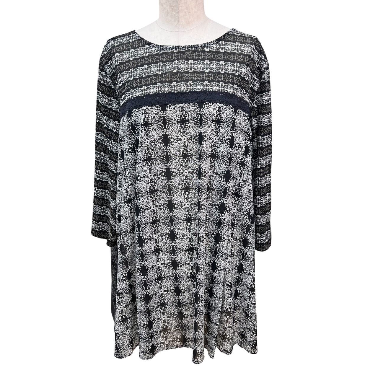 Leilian レリアン レディース トップス 七分袖 チュニック ホワイト