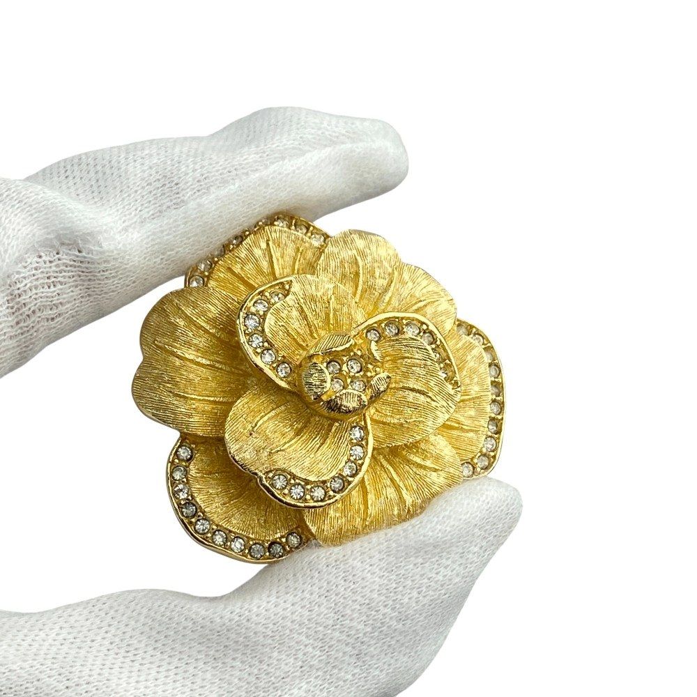 ◇クリスチャンディオール◇メタル/ローズ/ブローチ/シルバー/カメリア/フラワー ディオール □新同□ ブローチ ファッション アクセサリー カメリア