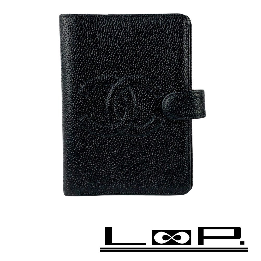 シャネル □美品□ アジェンダ 手帳 カバー 6つ穴 ココマーク キャビア