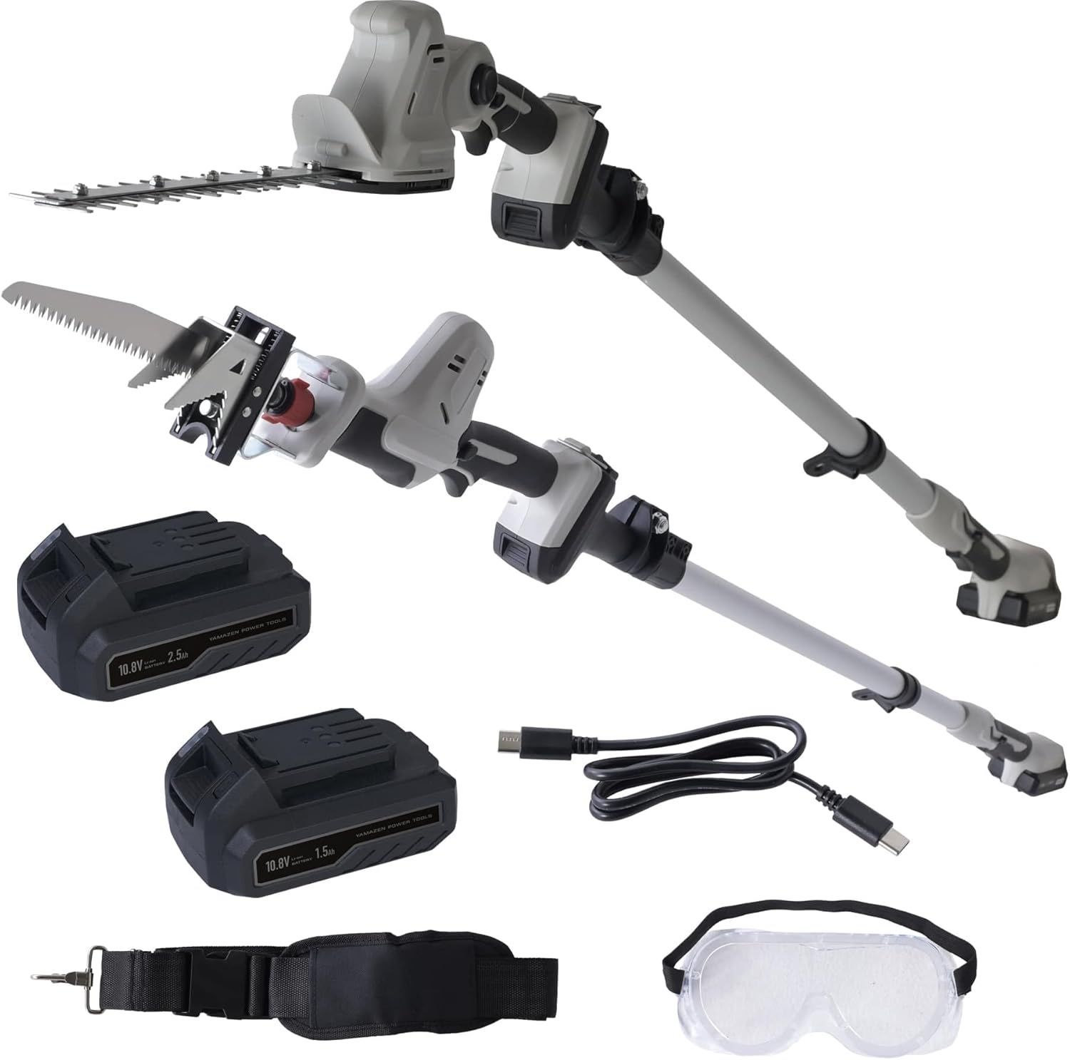山善(YAMAZEN) 10.8V 充電式 高枝ガーデントリマー&ガーデンソーセット