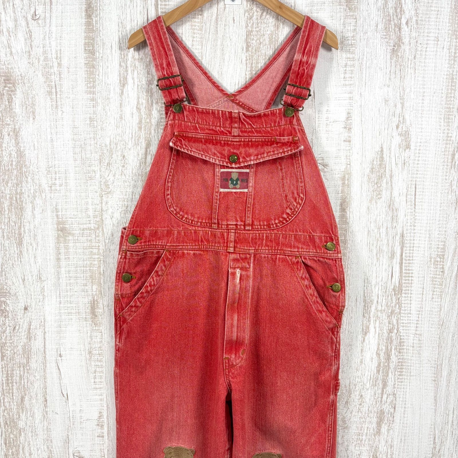 PINK HOUSE ピンクハウス クマ ベア ワッペン刺繍 サロペット