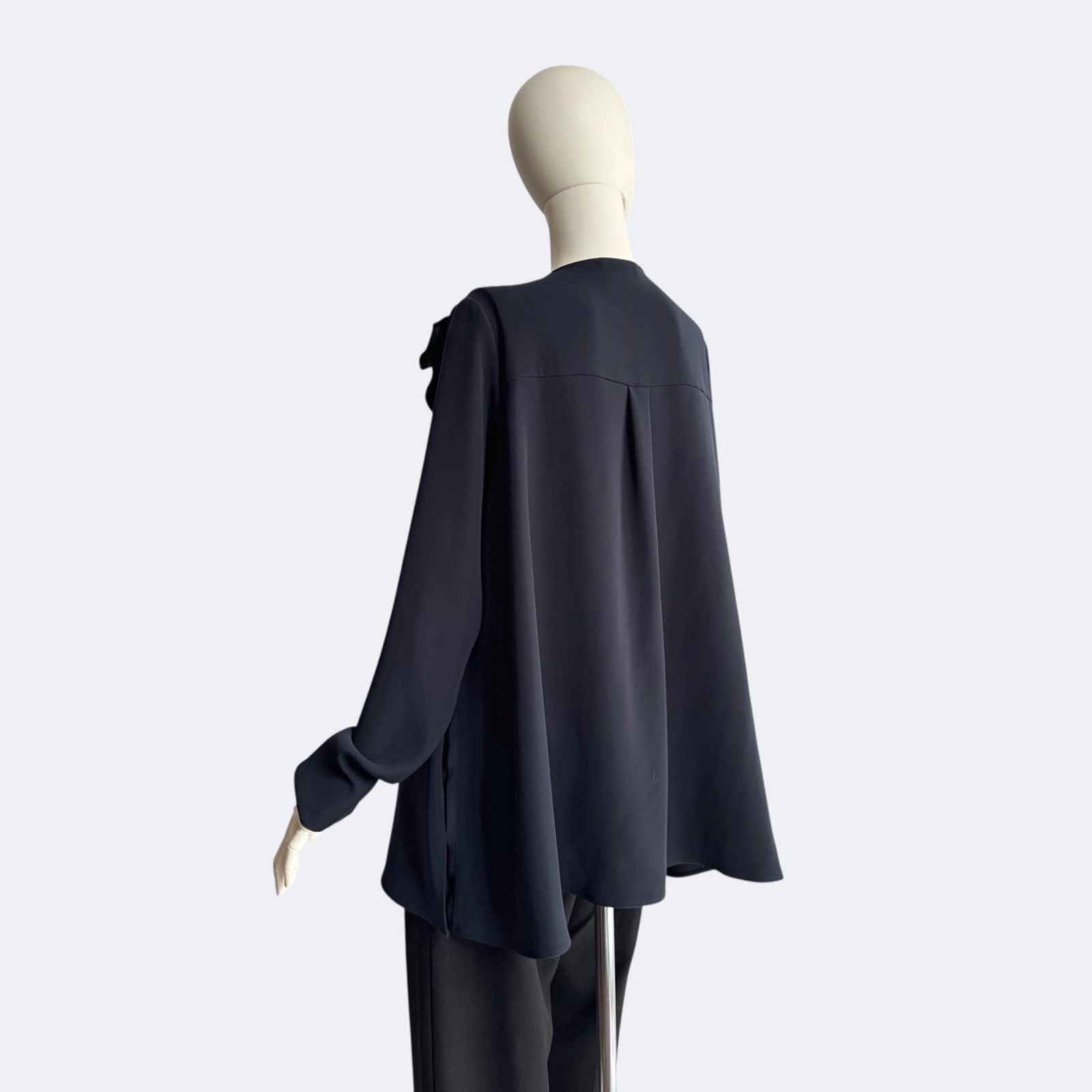 YOKO CHAN ヨーコチャン フリルトリムブラウス ネイビー レディース