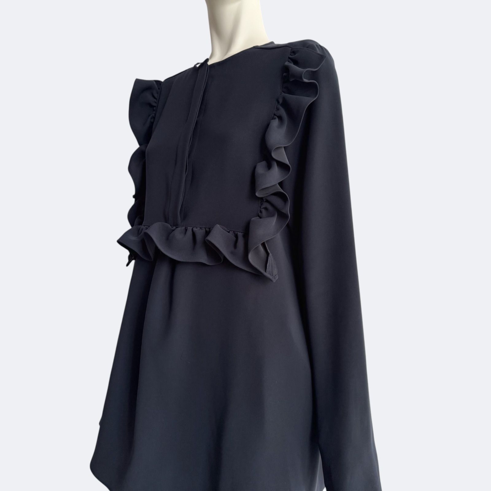 YOKO CHAN ヨーコチャン フリルトリムブラウス ネイビー レディース