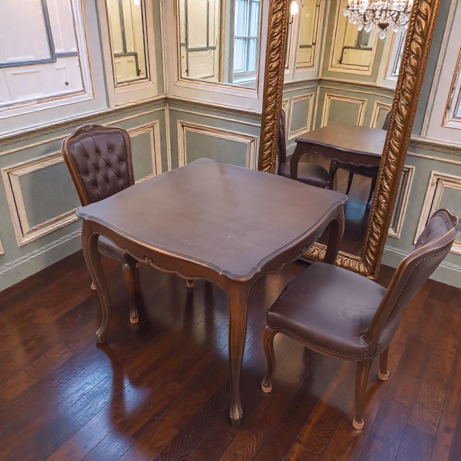 最高峰 カリモク ドマーニ ダイニング3点セット モーガントン 猫脚 2人