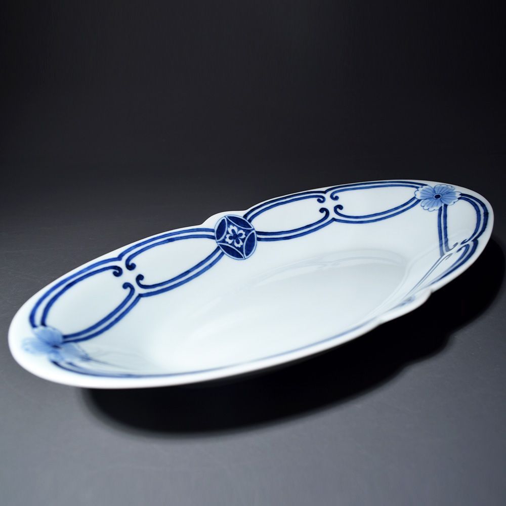 青花　異人さん　皿　有田焼　しん窯 新品未使用品 有田焼 しん窯 青花 異人さん カレー皿 中皿 深皿 和食器