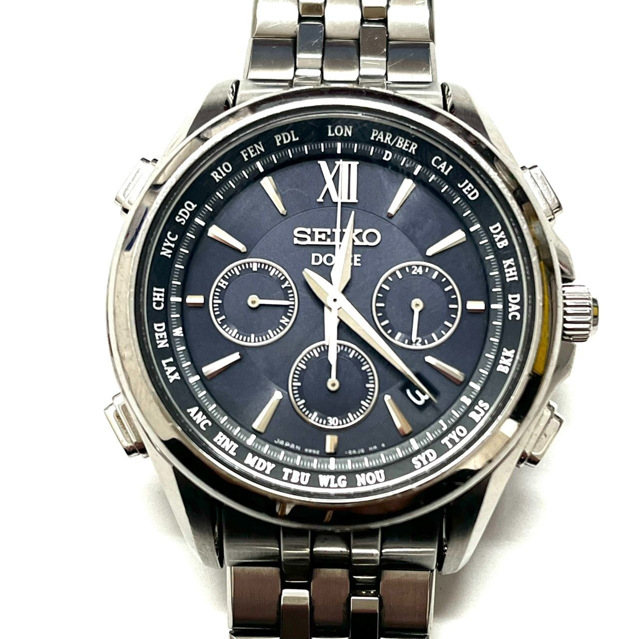 時計 Seiko dolce 18kt SEIKO/セイコー DOLCE/ドルチェ 8B92-0AJ0 クロノグラフ 電波ソーラー