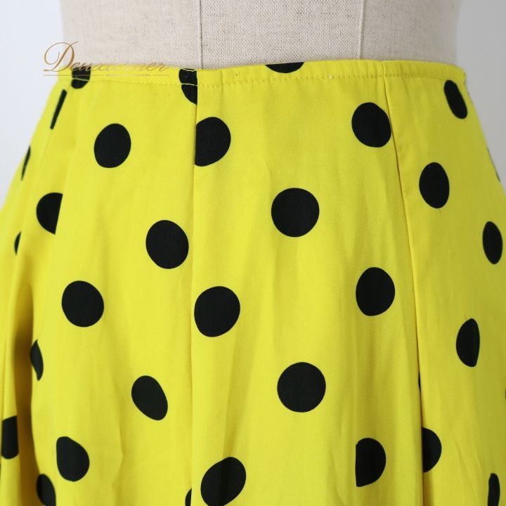 フラメンコ スカート イエロー ブラウン ドット フラメンコ 衣装 ファルダ スカート イエロー系 水玉 ドット柄 黄 黒