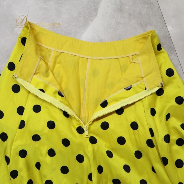 フラメンコ 衣装 ファルダ スカート イエロー系 水玉 ドット柄 黄 黒