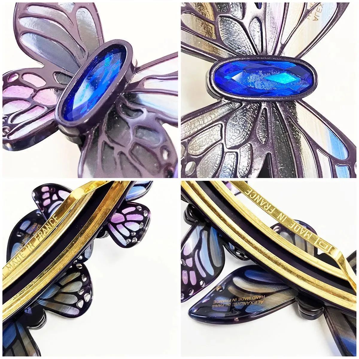 ALEXANDRE DE PARIS アレクサンドル ドゥ パリ 蝶々 ストーン バレッタ